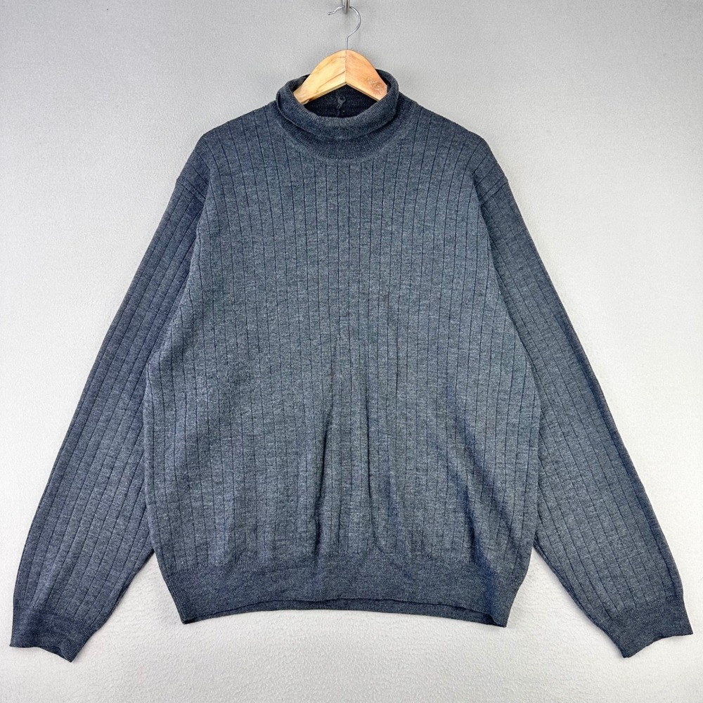 Vintage Brooks Brothers Turtleneck Sweater Mens XL Grey Extrafine‎ Merino Wool